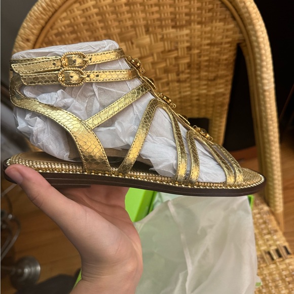 Sam Edelman Gold Boa Print Sandals - Picture 3 of 6